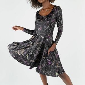 Blackmilk PLANISPHERE LONG SLEEVE LONGLINE DRESS
